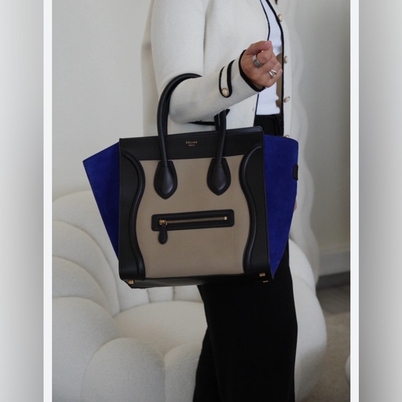 CELINE Mini Luggage Elephant Calfskin Leather Tri-Color  Handbag - Picture 14 of 14